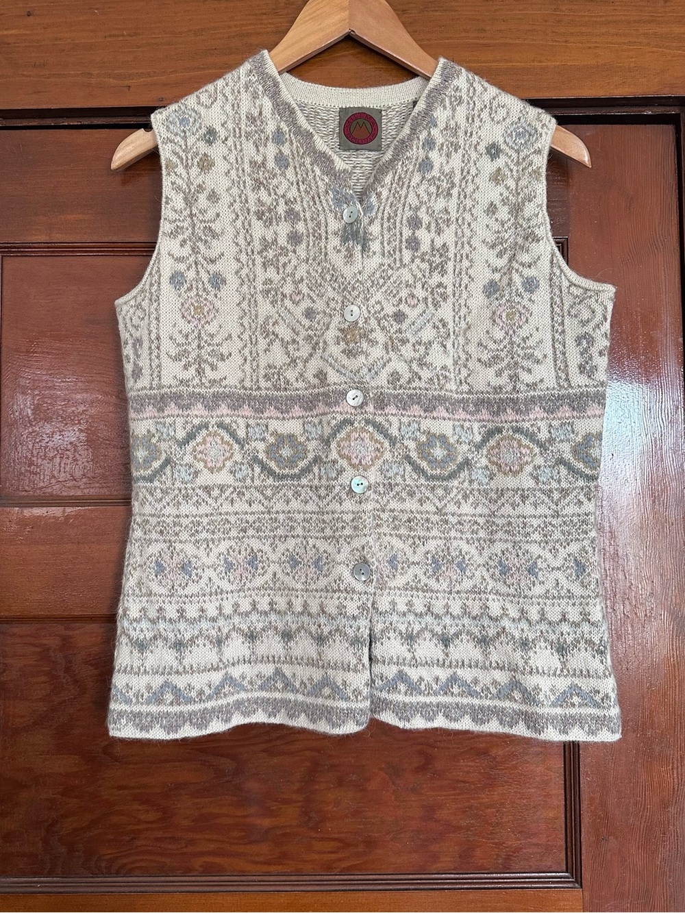 Fair Isle Floral Alpaca Knit Sweater Vest Size Medium Grandmacore Granola Girl